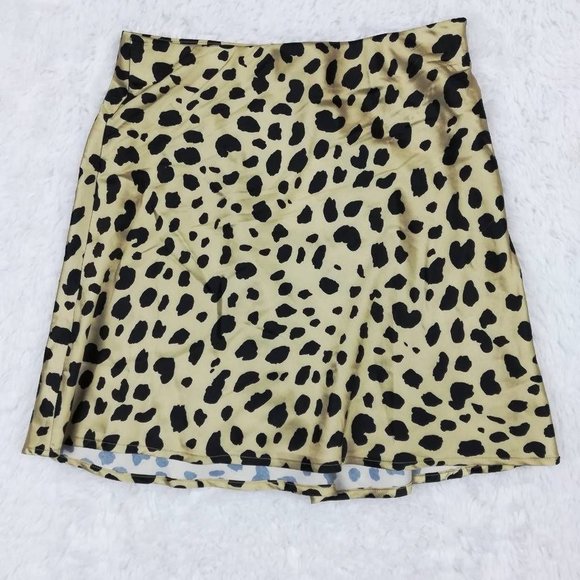 Elodie Womens A‎ Line Skirt Multicolor Cheetah Print Mini Stretch Zip XS New - Picture 1 of 8
